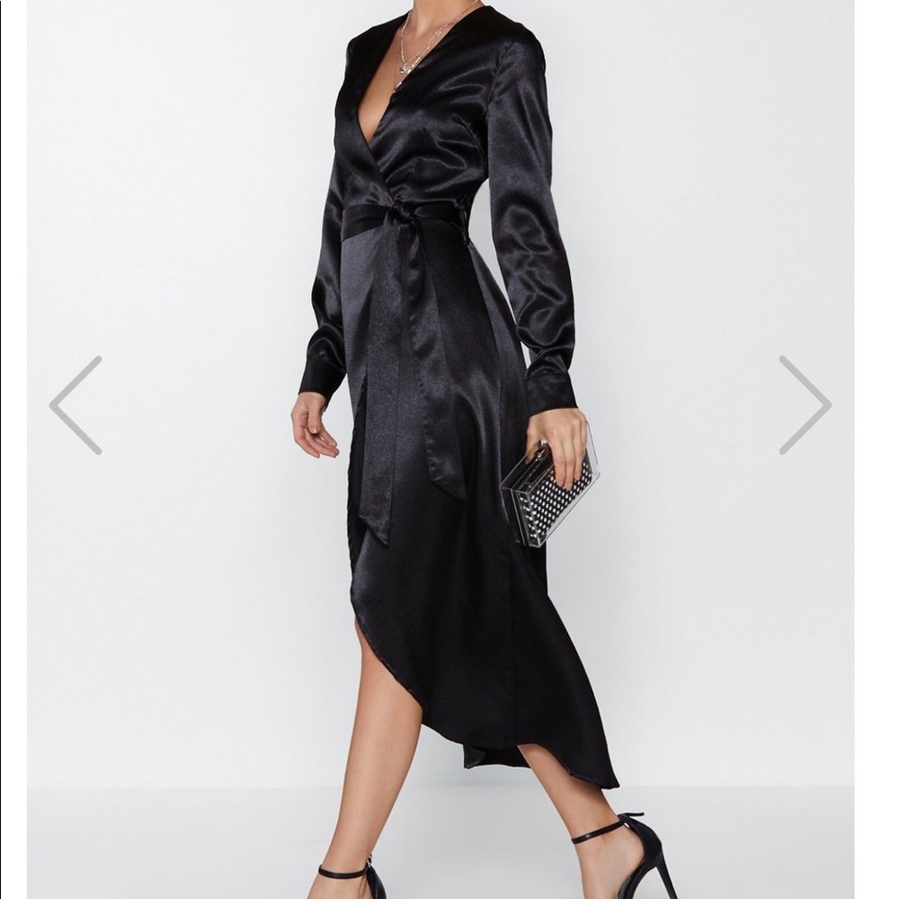 Nasty Gal Satin Black Dress